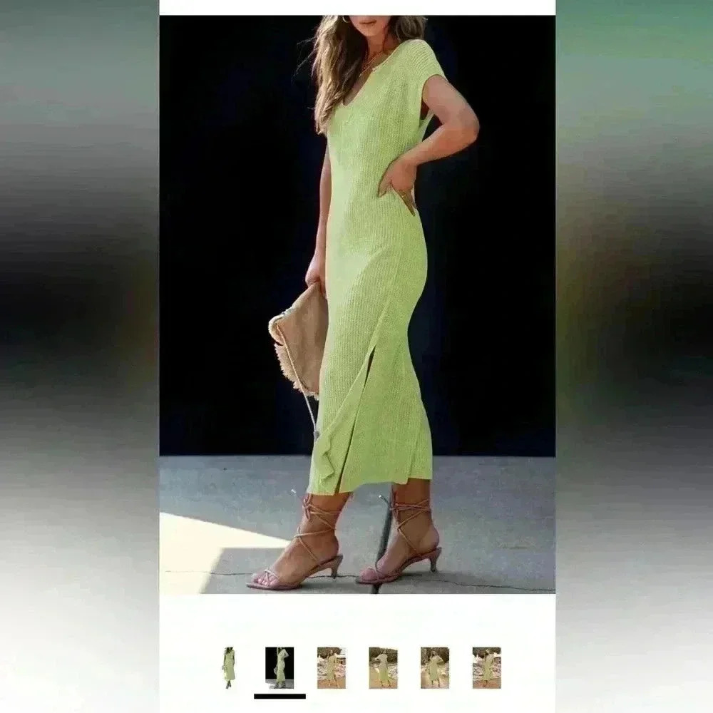 Ribbed knit midi dress